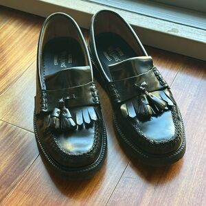 GH Bass Weejun Lug Black Leather Tassel Loafers